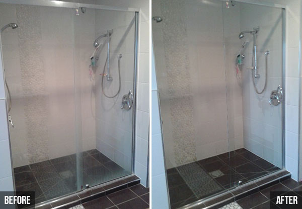 Shower Glass Restoration & Chrome Polish Service - Options for a Two-Sided Glass Shower or Curved Glass Pane Shower or Double Shower Available