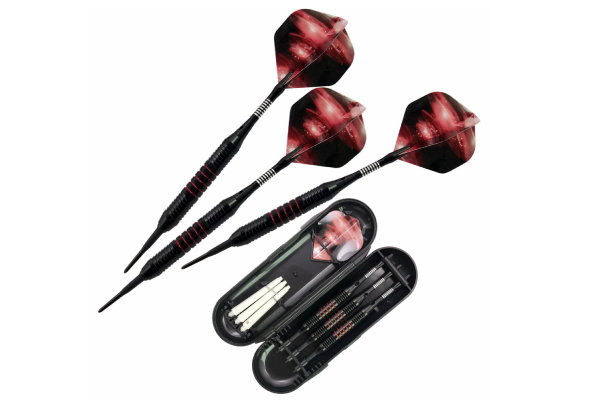 Three-Piece Set of Professional Plastic Tip Darts with Storage Case - Two Colours Available