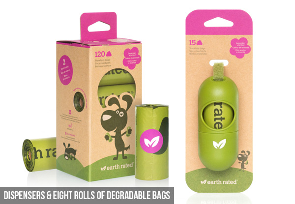 Earthrated Dog Poop Bag Dispenser with Degradable or Compostable Bags