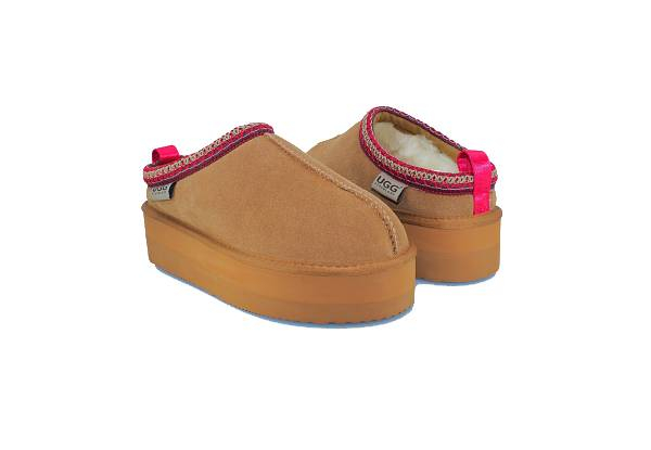 Ugg Roughland Platform Water-Resistant Tassie Suede Sheepskin Moccasin Slippers -  Available in Two Colours & Six Sizes