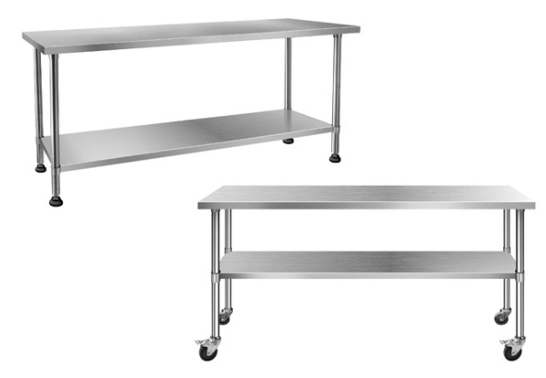 Adjustable Stainless Steel Kitchen Bench - Two Options Available