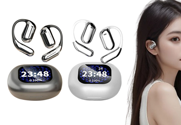 Wireless Over The Ear Earbuds with LCD Touchscreen - Two Colours Available