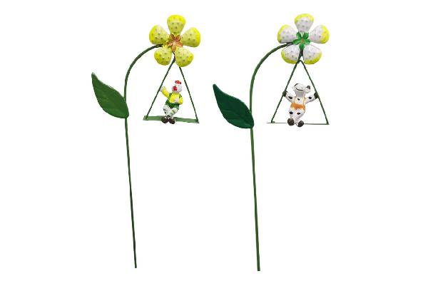 Two-Pack Metal Swing Animal Figurine for Pot Plants - Available in Two Colours