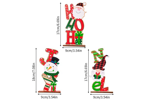 Christmas Wooden Figurine Ornaments Set - Available in Four Sizes & Three-Piece