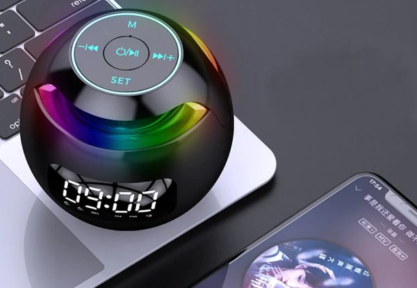 Spherical Digital Clock with Bluetooth Speaker - Three  Colours Available