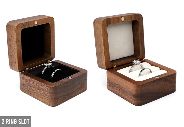 Wooden Ring Storage Box - Available in Two Colours & Option for Two-Ring Slots