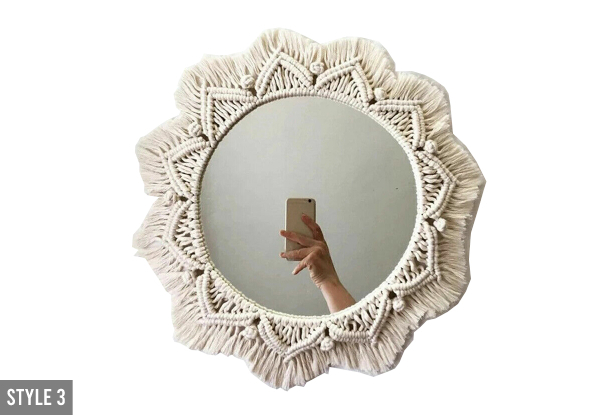 Boho Macrame Decorative Wall Hanging Mirror Range - Three Styles Available