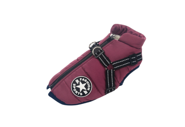 Pet Dog Winter Jacket with Harness - Available in Five Colours & Six Sizes