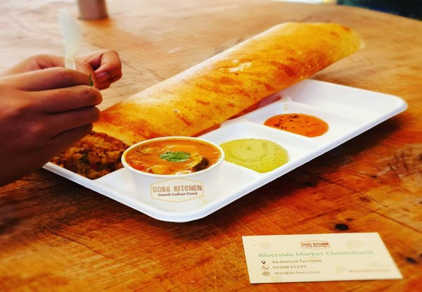 Masala Dosa from the Riverside Markets - Three Flavours Available & Option to Add Mango Lassi