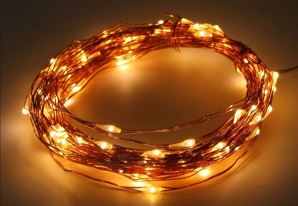 Solar-Powered Copper Seed String Lights