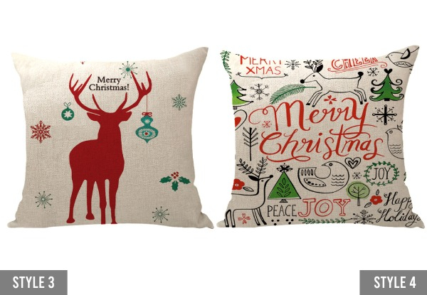 Two-Pack Christmas Square Zipper Pillowcases - Available in 13 Styles & Options for Eight-Pack