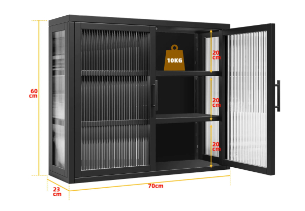 Three-Tier Wall Mounted Glass Display Cabinet - Two Colours Available