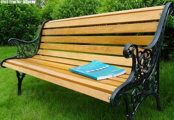 Classic Garden Park Bench with Hardwood Slats