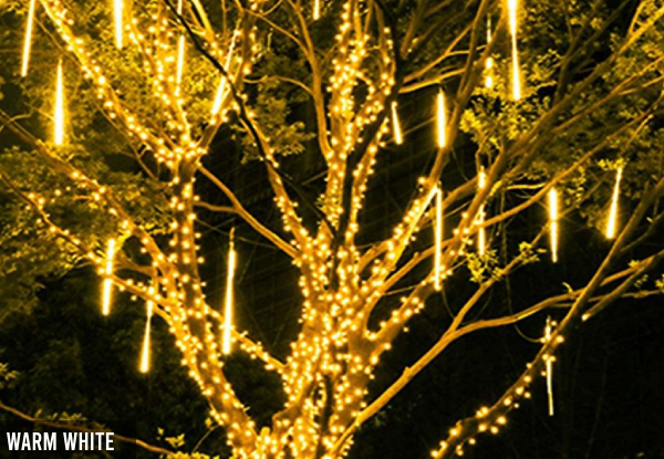 Eight Tube LED Solar Powered Meteor Light Christmas Decoration - Available in Four Colours