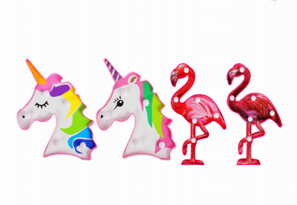 Flamingo or Unicorn LED Night Light - Four Styles Available