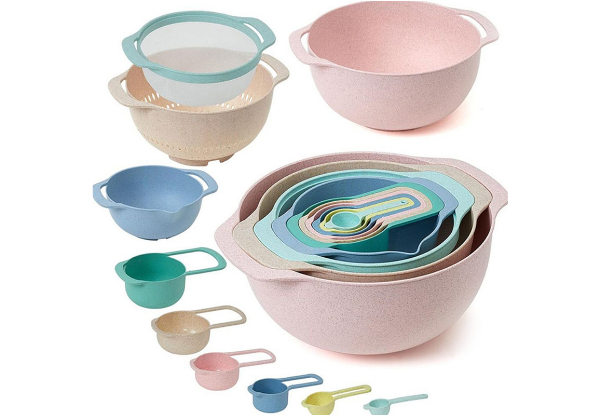 10-Piece Mixing Bowl with Measuring Spoon Set