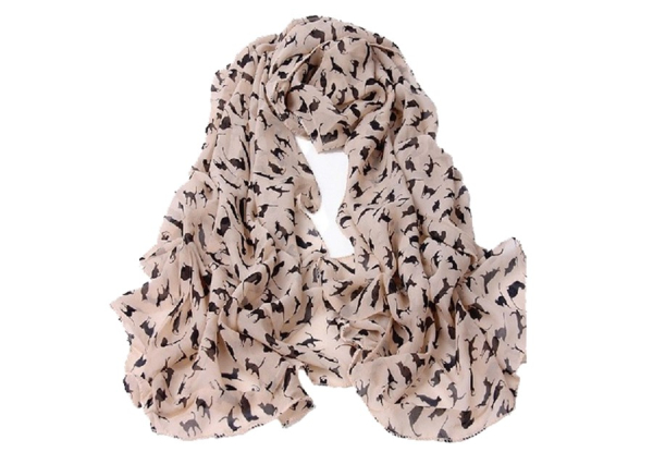 Cat Print Chiffon Scarf - Two Colours & Option for Two Available with Free Delivery