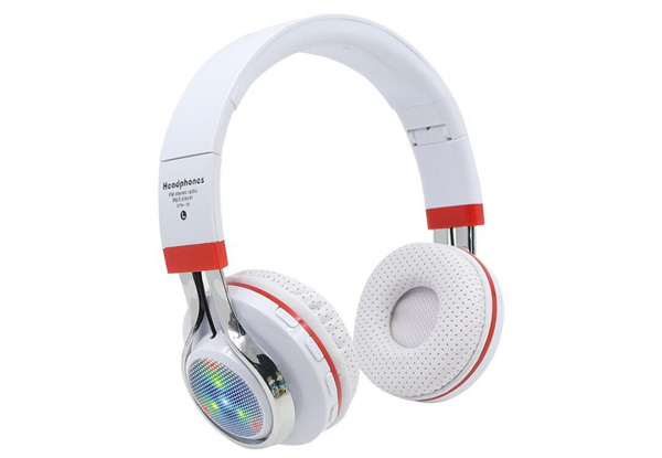 Folding Led Light Wireless Bluetooth Headphones with Mic - Four Colours Available with Free Metro Delivery