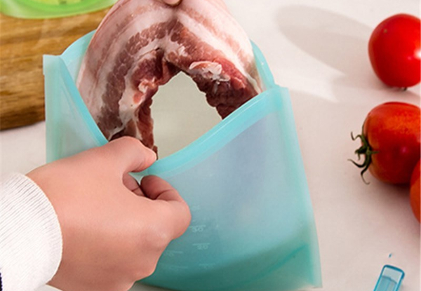 Two-Pack of Reusable Silicone One-Litre Food Storage Bags