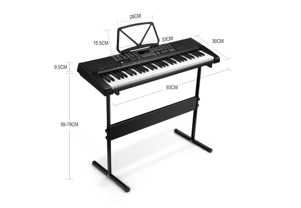 Melodic 61-Lighted Keys Electronic Piano Keyboard with USB Port, 50 Demo Songs & Music Stand