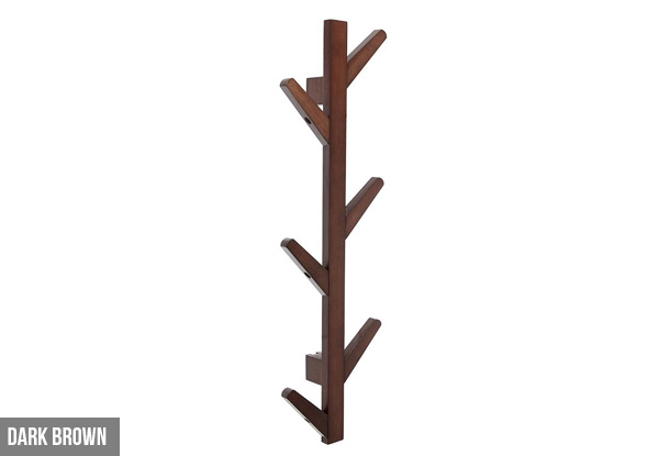 Six-Hook Bamboo Wall-Mounted Coat Rack