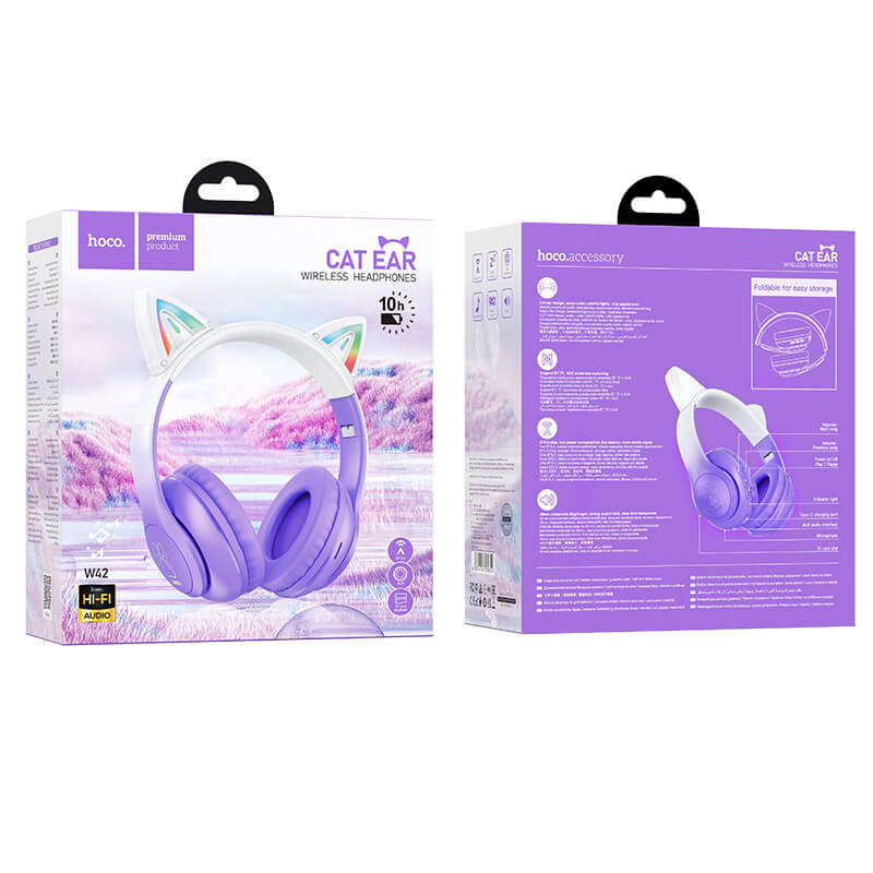 Hoco LED Cat Ear Headphones Purple