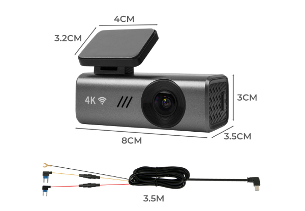 4K Hidden Wi-Fi Dash Camera with 64GB Card