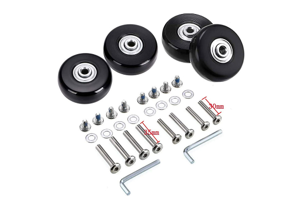Four-Piece Luggage Wheel Replacement Kit - Five Sizes Available