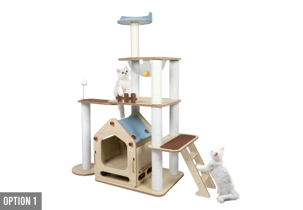PaWz Wood Cat Tree Scratching Post - Two Options Available