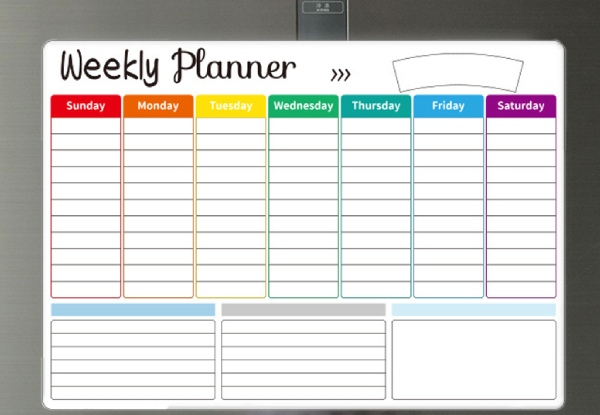 Weekly Planner Magnetic Whiteboard with Two Erasable Pens