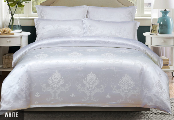 Three-Piece 500TC Jacquard Comforter Set - Available in Six Colours & Three Sizes