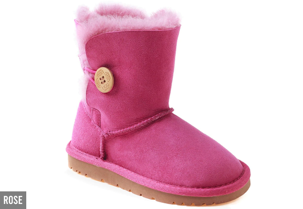Ozwear Ugg Kids Button Boots - Four Colours & Six Sizes Available