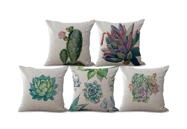 Two-Pack Cactus Cushion Cover Set - Five Styles Available with Free Delivery