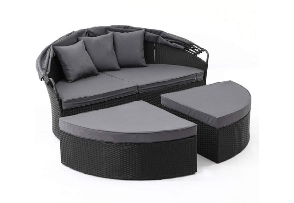 Patiocean Outdoor Patio Round Daybed with Canopy