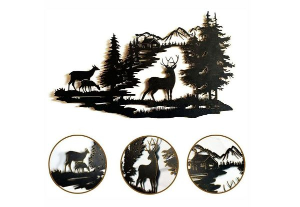 Rustic Metal Forest Deer Wall Decor - Option for Two-Pack