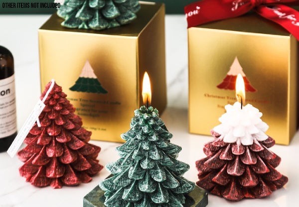 Christmas Tree Scented Candle - Four Colours Available