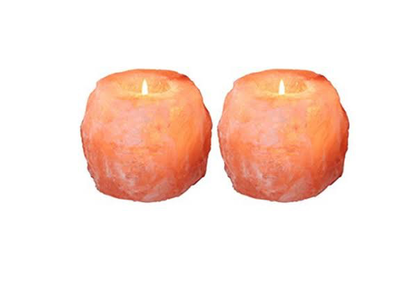 Two-Pack of Himalayan Rock Salt Tea Light Candle Holders
