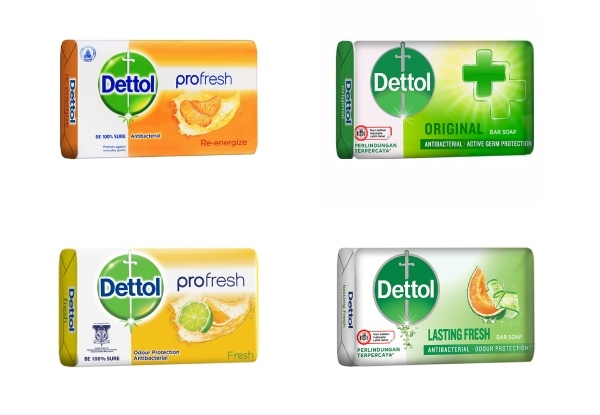 12-Pack of Dettol Antibacterial Bar Soaps 65g - Four Options Available