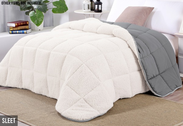 Shangri-La Linen Sherpa Fleece Reversible Comforter Set - Three Sizes & Four Colours Available
