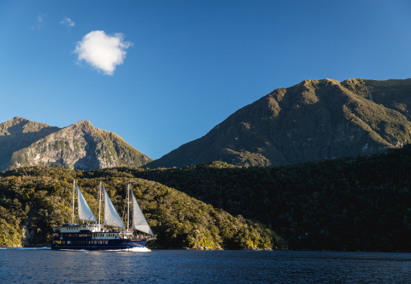 Per-Person Twin Share, Doubtful Sound Long Weekender incl. Two-Night Cruise Doubtful Sound & Private Cabin with Ensuite, Two Nights at Luxmore Distinction, One Night at Heritage Queenstown incl. Rental Car, Glow Worm Cave, Jet Boat Tour & More