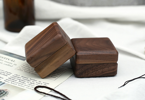 Wooden Ring Storage Box - Available in Two Colours & Option for Two-Ring Slots