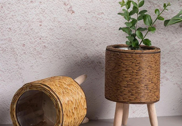 Rattan Flower Plant Pot - Available in Two Shapes & Two Colours