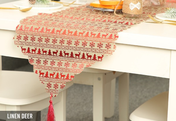 Christmas Printed Table Burlap Flag - Five Styles Available