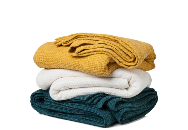 Toscana Waffle Blanket - Three Colours Available with Free Delivery
