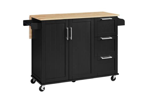 Kitchen Cart Island with Wood Top - Two Colours Available