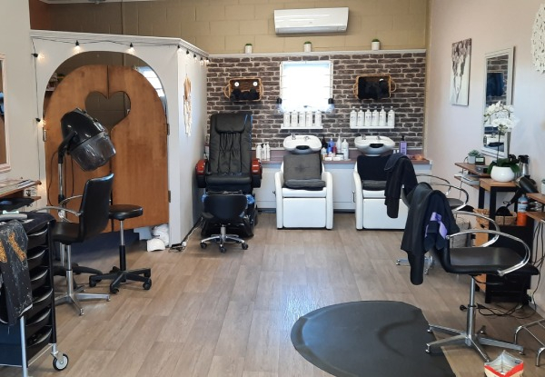 Hair Styling Package incl Wash, Cut, Blow Wave, Detox Hair Treatment, Eyebrow Tint & Hand Massage - Options to add Global Colour on Short or Long Hair