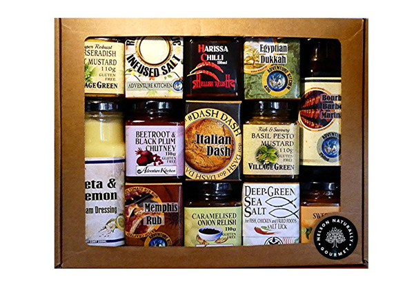 Nelson Naturally Mega Box - “Gourmet Set” of Condiments, Spices, Salts, Sauces & Marinades