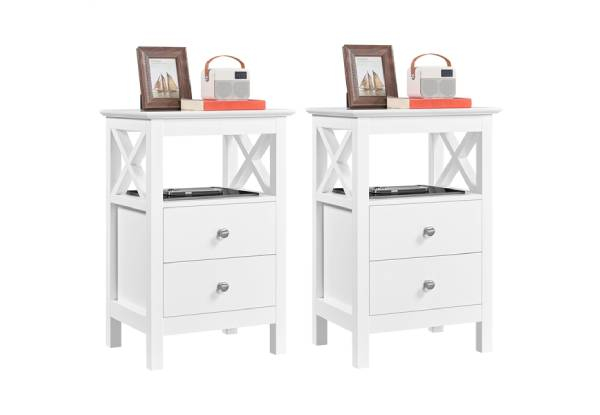 Two-Piece Bedside End Table Nightstand - Two Colours Available