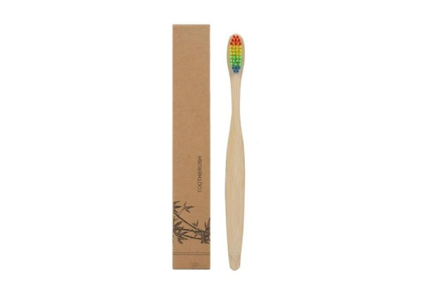 Bamboo Toothbrushes with Rainbow Bristles - Option for 5, 10 or 20