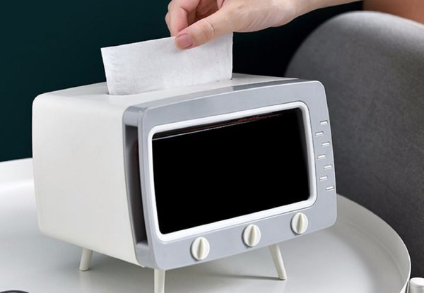 TV Shaped Tissue Box & Phone Stand - Four Colours Available - Option for Two-Pack